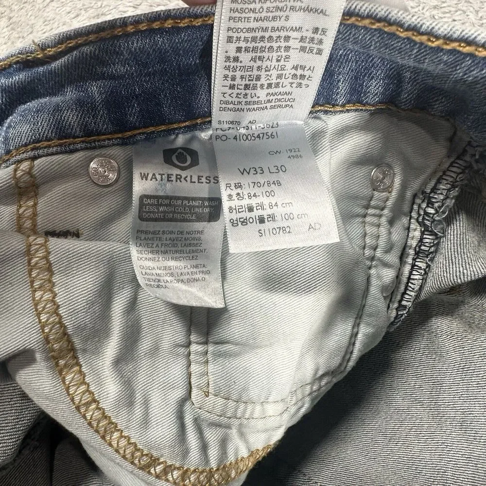 LEVI STRAUSS Men 511 Slim‎ Skinny Stretch Cotton Denim Jeans - 33x30 Medium Blue
